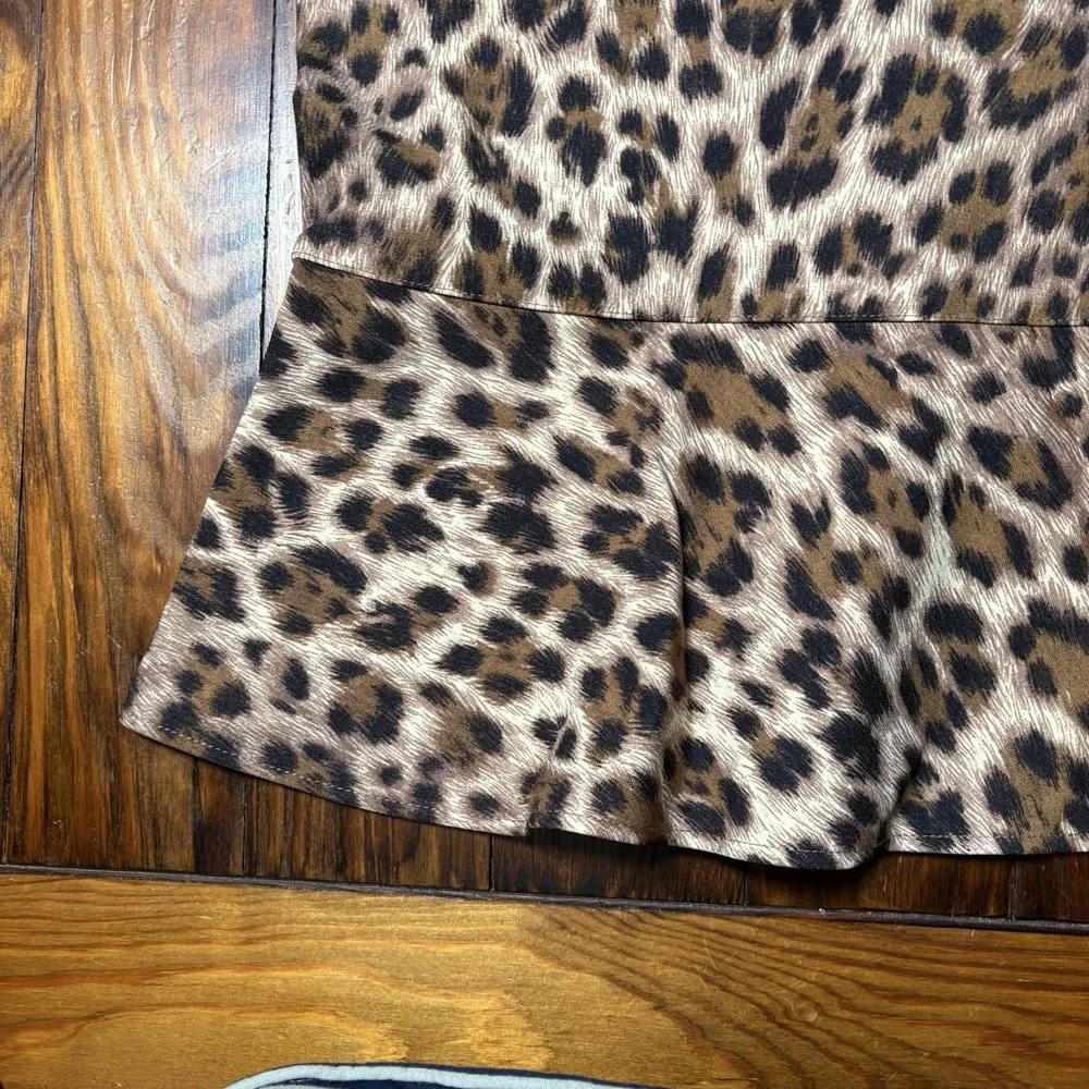Vtg Moschino Jeans Leopard Animal Print Pencil Ruffle Hem Skirt Womens Sz 10